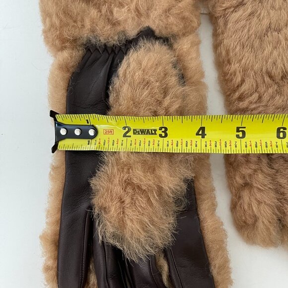 BOTTEGA VENETA Leather and Shearling Women's Gloves, Brown and Tan, 649949 - Picture 6 of 10